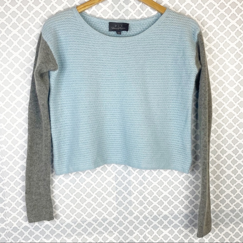 EUC Patterson J Kincaid Color-block Knit Wool Crop Sweater
